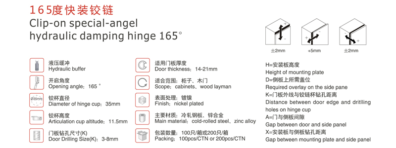 165度快装铰链